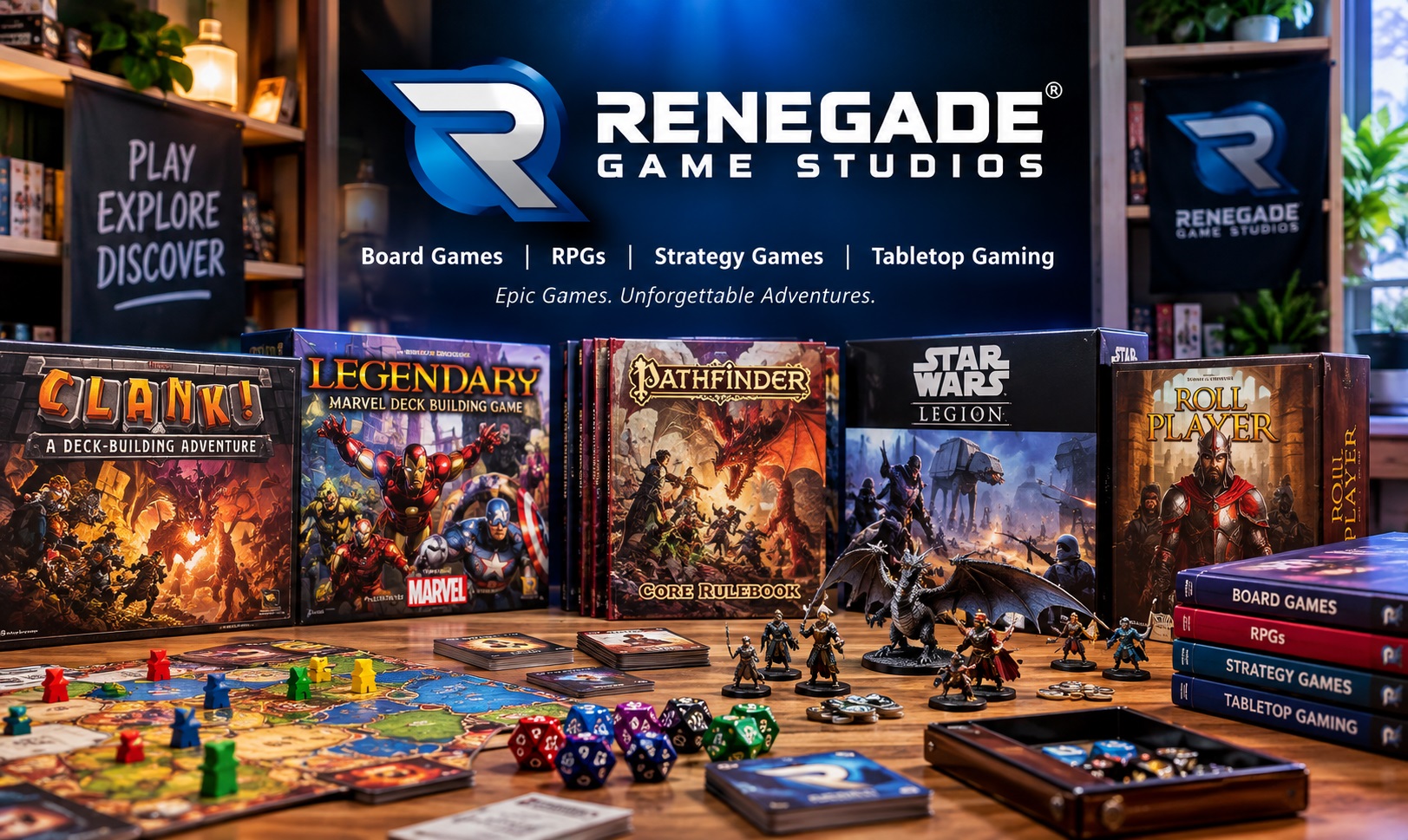 Renegade Game Studios UK board games RPGs strategy games and tabletop gaming collection