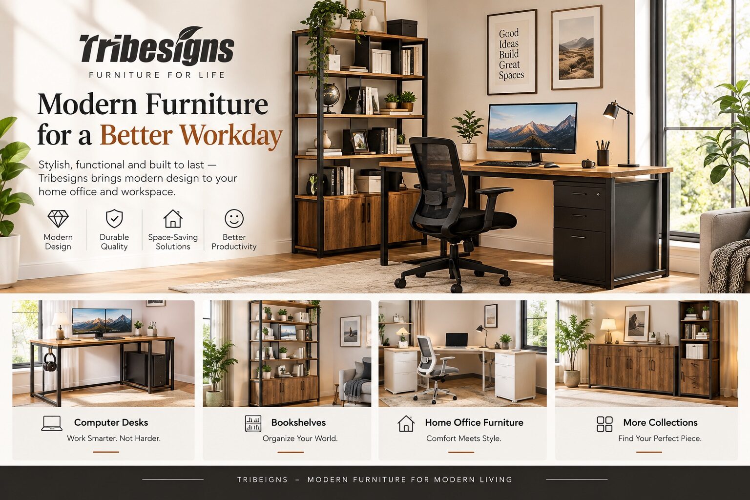 Tribesigns Furniture Deals: Best Desks, Bookshelves & Modern Home Furniture